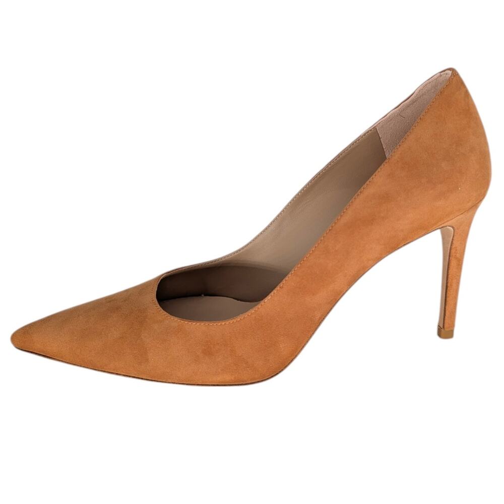Stuart Weitzman Power Pump 85mm Tan Suede Pointed Toe Heels Pumps Size 8